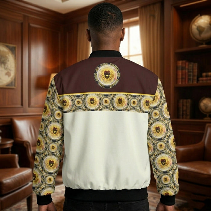 Yahusha: The Lion of Judah™ (03-01) — The Royal Seal of Judah™ | Men's Insulated Twill Bomber Jacket